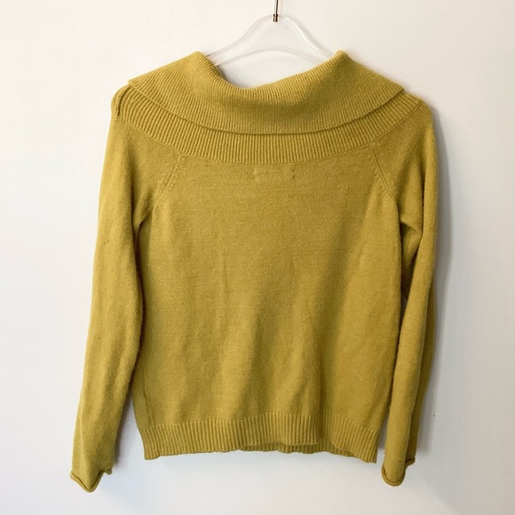 by Anthropologie Shelby Off the Shoulder Pullover Sweater - Chartreuse - S - Picture 6 of 8